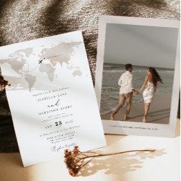 Small Carmen Destination Watercolor Map Travel Wedding Invitation Front View