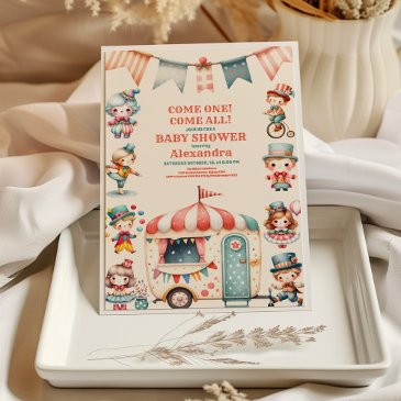 carnival circus festival baby shower invitation