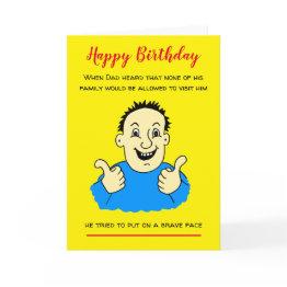 Small Cartoon Man Brave Face Birthday Invitations Front View