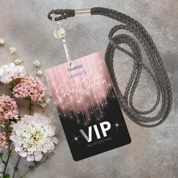 cascading lights sweet 16 rose gold id790 badge