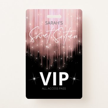 cascading lights sweet 16 rose gold id790 badge