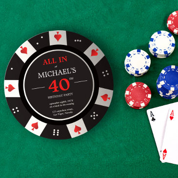 casino las vegas poker chip birthday invitation