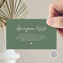 Small Casual Elegance, Sage, Honeymoon Wish Enclosure Invitations Front View