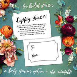 Small Casual Script Display Bridal Shower Gift Invitations Front View