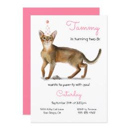 Small Cat Birthday Party Invitation Front View