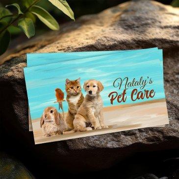 cat, dog, canary and rabbit illustration business invitations