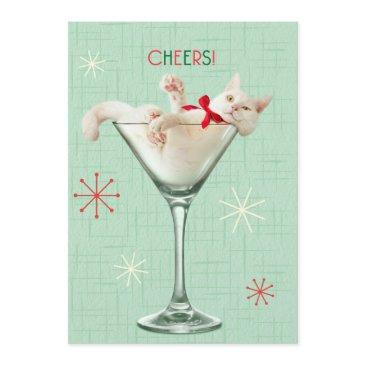 cat in martini glass invitation