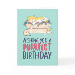 Small Cat Sleeping Funny Cat Lover Purrfect Birthday Invitations Front View