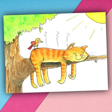 cat sleeping in the sun postinvitations