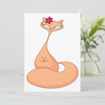 cat with flower cute kawaii kitty invitation