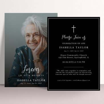 catholic cross funeral | religious memorial photo invitation