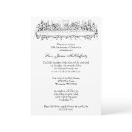 Small Catholic Elegant Priest Ordination Anniversary Inv Invitation Front View