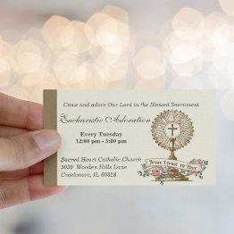 Small Catholic Eucharistic Adoration Jesus Prayer Business Invitations Front View