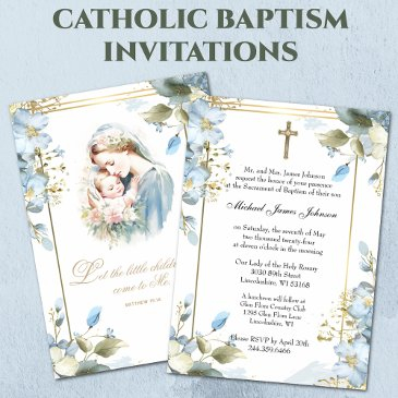 catholic floral baptism christening baby scripture invitation