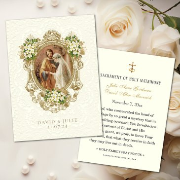 catholic floral gold wedding holy invitations