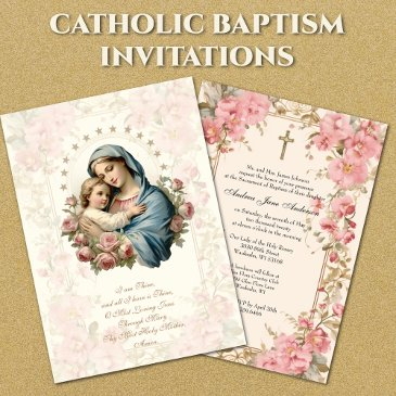 catholic girl baptism christening mary jesus invitation
