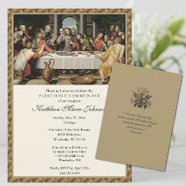 Small Catholic Jesus First Communion Invitations Front View