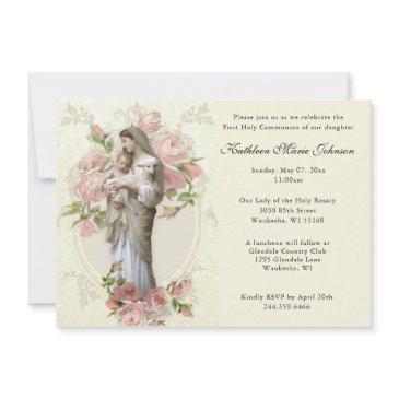catholic mary jesus first communion invitations