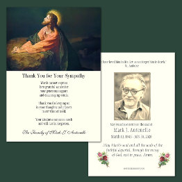 Small Catholic Religious Jesus Sympathy Funeral Thank You Invitations Front View