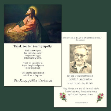 catholic religious jesus sympathy funeral thank you invitations