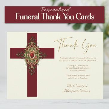 catholic sacred heart cross funeral memorial thank you invitations