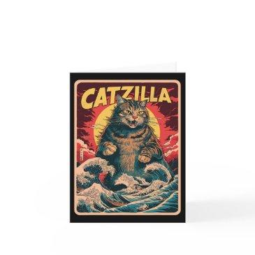 catzilla japanese art funny cat vintage graphic invitations