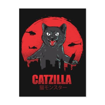catzilla monster cat destroys skyscraper building postinvitations