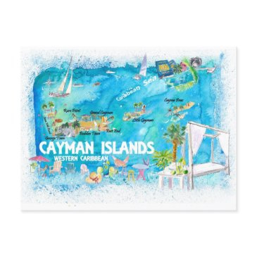 cayman islands illustrated travel map with roads postinvitations