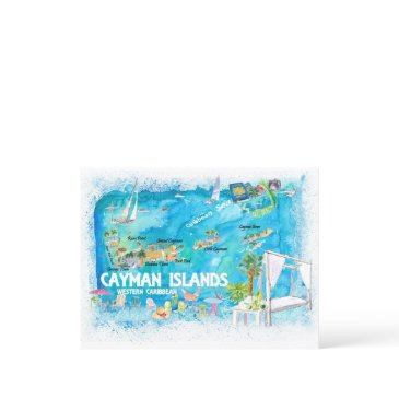 cayman islands illustrated travel map with roads postinvitations