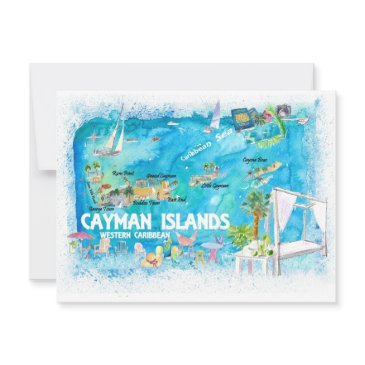 cayman islands illustrated travel map with roads postinvitations
