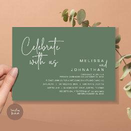 Small Celebrate With Us, Post Wedding Elopement Party Invitation Front View