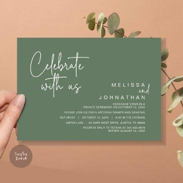 celebrate with us, post wedding elopement party invitation