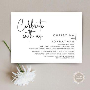 celebrate with us, post wedding elopement party invitation