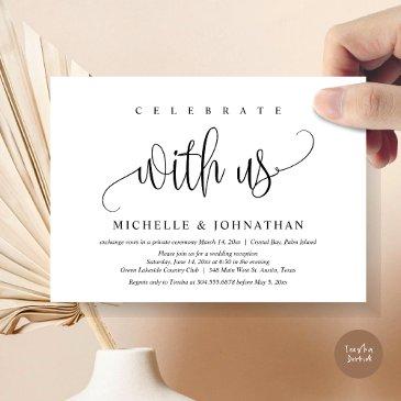 celebrate with us, wedding elopement celebration invitation