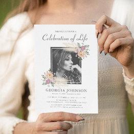 Small Celebration Of Life | Memorial Photo Invitation Front View