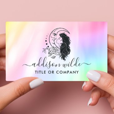 celestial mystic moon goddess rainbow business invitations