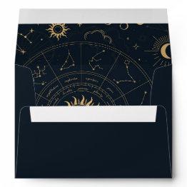 Small Celestial Mystical Star Sign Invitation Envelope Front View