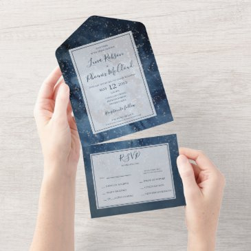 celestial night sky with frame seal and send all in one invitation