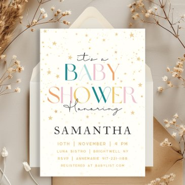 celestial starry sky vintage baby shower invitation