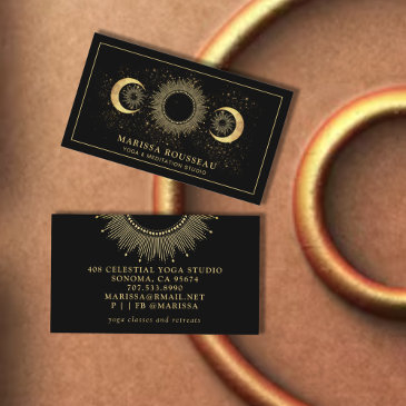 celestial sun moon yoga instructor business invitations