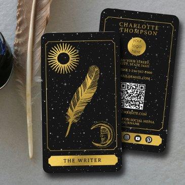 celestial tarot logo black gold writer author business invitations