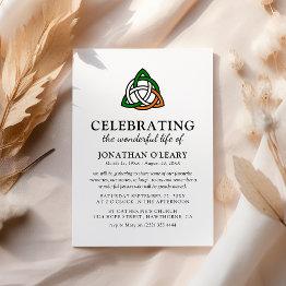Small Celtic Knot Classic Irish Funeral Memorial Invitat Invitation Front View