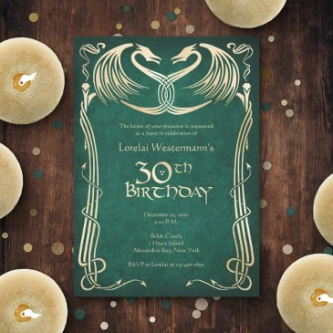 celtic viking dragon 30th birthday invitation