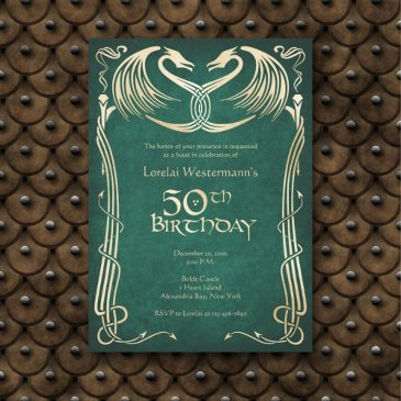 celtic viking dragon 50th birthday invitation