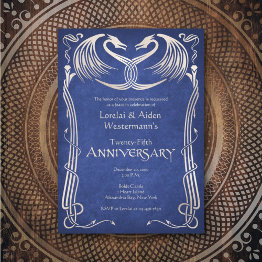 Small Celtic Viking Dragon Anniversary Invitation Front View
