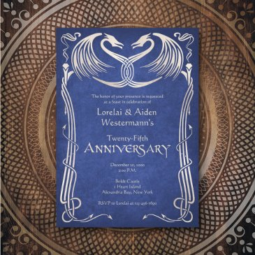 celtic viking dragon anniversary invitation