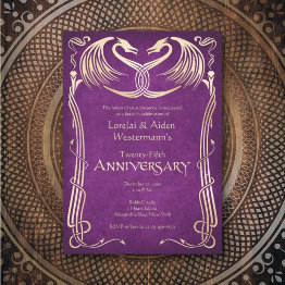 Small Celtic Viking Dragon Anniversary Invitation Front View
