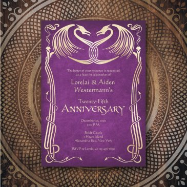 celtic viking dragon anniversary invitation