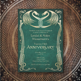 Small Celtic Viking Dragon Anniversary Invitation Front View