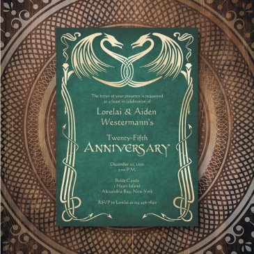 celtic viking dragon anniversary invitation